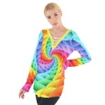 Psychedelic Rainbow Spiral Women s Tie Up Tee