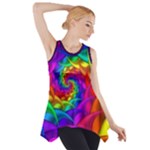 Psychedelic Rainbow Spiral Side Drop Tank Tunic