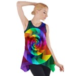 Psychedelic Rainbow Spiral Side Drop Tank Tunic