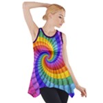 Psychedelic Rainbow Spiral Side Drop Tank Tunic