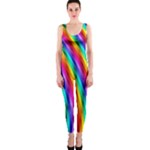 Psychedelic Rainbow Glitter Stripes  One Piece Catsuit