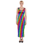 Psychedelic Rainbow Glitter Stripes  Fitted Maxi Dress