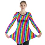 Psychedelic Rainbow Glitter Stripes Long Sleeve Tunic 