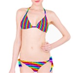 Psychedelic Rainbow Glitter Stripes Bikini Set