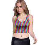 Psychedelic Rainbow Glitter Stripes Racer Back Crop Top