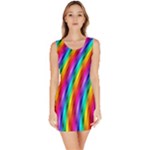 Psychedelic Rainbow Glitter Stripes Bodycon Dress