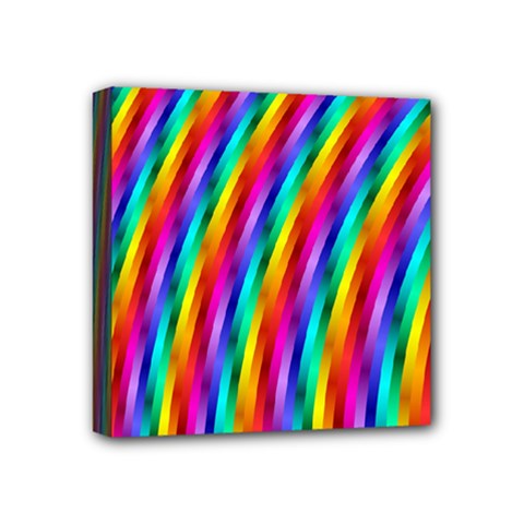 Psychedelic Rainbow Glitter Stripes Mini Canvas 4  x 4  (Stretched) from ArtsNow.com