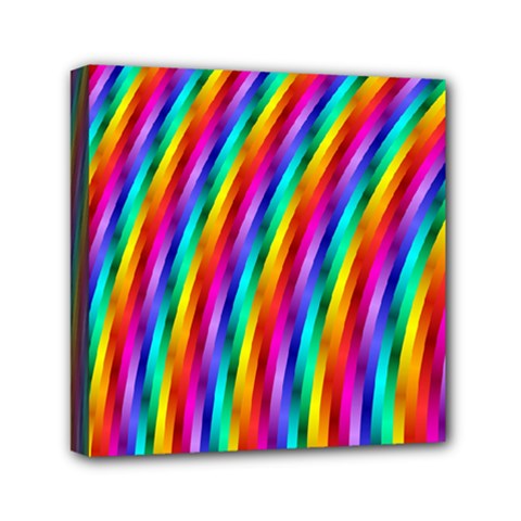 Psychedelic Rainbow Glitter Stripes Mini Canvas 6  x 6  (Stretched) from ArtsNow.com