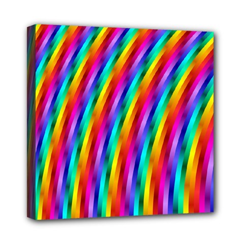 Psychedelic Rainbow Glitter Stripes Mini Canvas 8  x 8  (Stretched) from ArtsNow.com