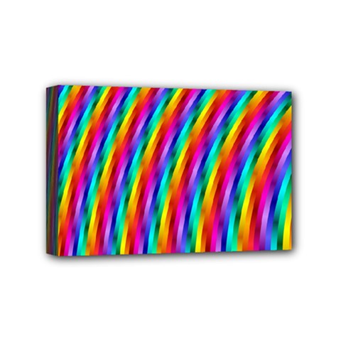 Psychedelic Rainbow Glitter Stripes Mini Canvas 6  x 4  (Stretched) from ArtsNow.com