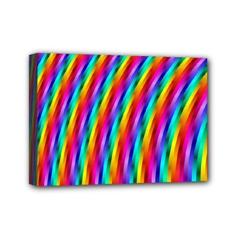 Psychedelic Rainbow Glitter Stripes Mini Canvas 7  x 5  (Stretched) from ArtsNow.com