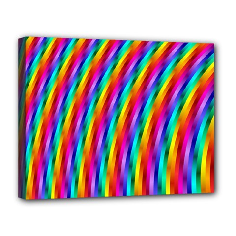 Psychedelic Rainbow Glitter Stripes Canvas 14  x 11  (Stretched) from ArtsNow.com