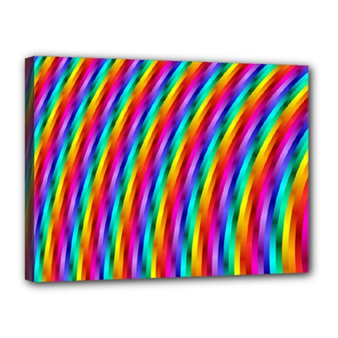 Psychedelic Rainbow Glitter Stripes Canvas 16  x 12  (Stretched) from ArtsNow.com