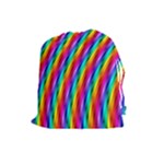 Psychedelic Rainbow Glitter Stripes Drawstring Pouch (Large)