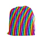 Psychedelic Rainbow Glitter Stripes Drawstring Pouch (XL)