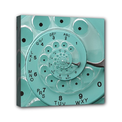 Retro Vintage Turquoise Rotary Dial Spiral Droste Mini Canvas 6  x 6  (Stretched) from ArtsNow.com