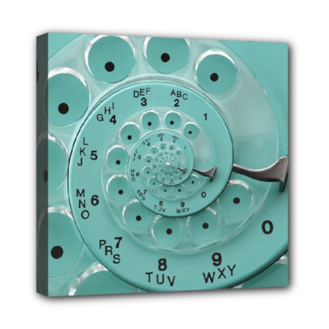 Retro Vintage Turquoise Rotary Dial Spiral Droste Mini Canvas 8  x 8  (Stretched) from ArtsNow.com