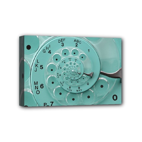 Retro Vintage Turquoise Rotary Dial Spiral Droste Mini Canvas 6  x 4  (Stretched) from ArtsNow.com