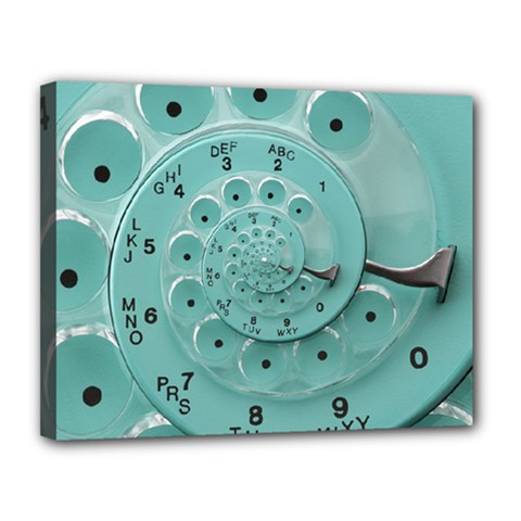 Retro Vintage Turquoise Rotary Dial Spiral Droste Canvas 14  x 11  (Stretched) from ArtsNow.com