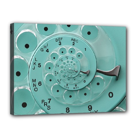 Retro Vintage Turquoise Rotary Dial Spiral Droste Canvas 16  x 12  (Stretched) from ArtsNow.com