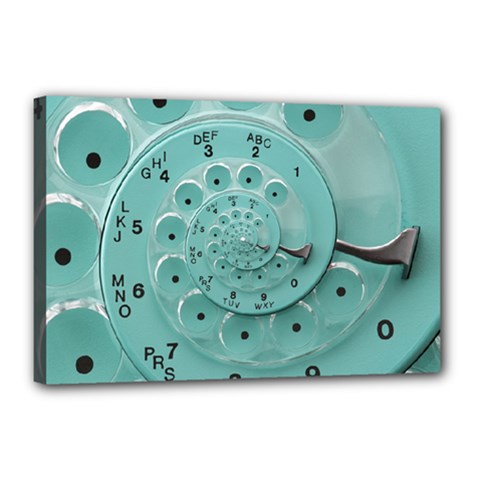 Retro Vintage Turquoise Rotary Dial Spiral Droste Canvas 18  x 12  (Stretched) from ArtsNow.com