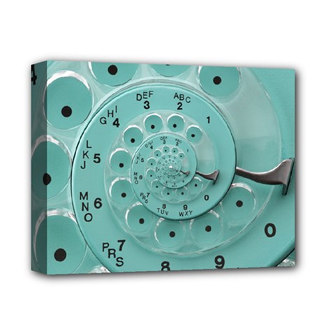 Retro Vintage Turquoise Rotary Dial Spiral Droste Deluxe Canvas 14  x 11  (Stretched) from ArtsNow.com