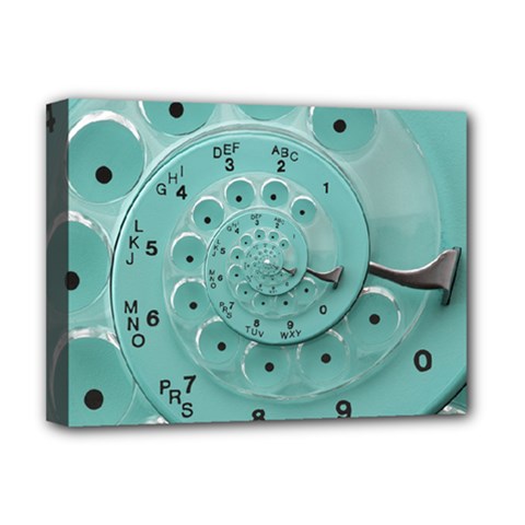 Retro Vintage Turquoise Rotary Dial Spiral Droste Deluxe Canvas 16  x 12  (Stretched)  from ArtsNow.com