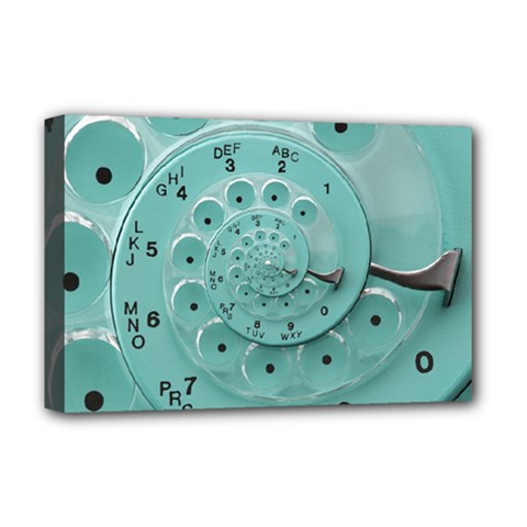 Retro Vintage Turquoise Rotary Dial Spiral Droste Deluxe Canvas 18  x 12  (Stretched) from ArtsNow.com