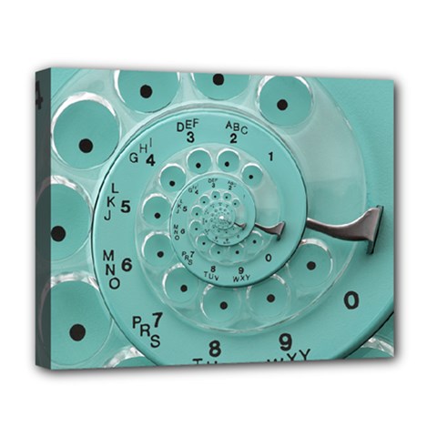 Retro Vintage Turquoise Rotary Dial Spiral Droste Deluxe Canvas 20  x 16  (Stretched) from ArtsNow.com