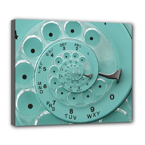 Retro Vintage Turquoise Rotary Dial Spiral Droste Deluxe Canvas 24  x 20  (Stretched) from ArtsNow.com