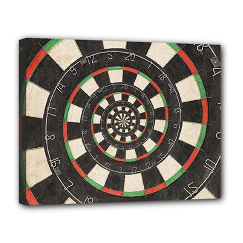 Spiral Dart Board Droste Effect  Canvas 14  x 11  (Stretched) from ArtsNow.com