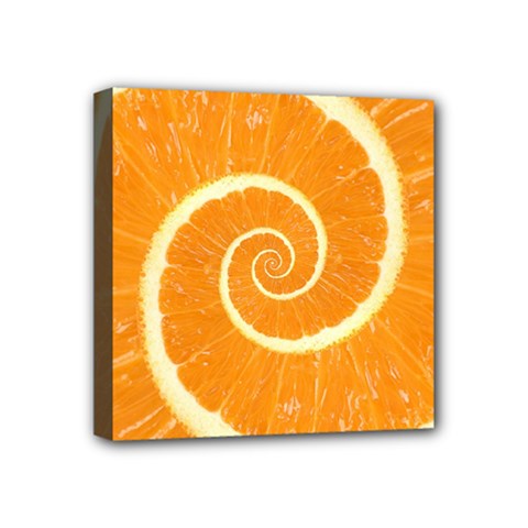 Spiral Citrus Orange Droste  Mini Canvas 4  x 4  (Stretched) from ArtsNow.com