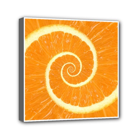 Spiral Citrus Orange Droste  Mini Canvas 6  x 6  (Stretched) from ArtsNow.com