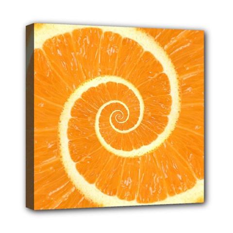 Spiral Citrus Orange Droste  Mini Canvas 8  x 8  (Stretched) from ArtsNow.com