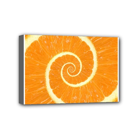 Spiral Citrus Orange Droste  Mini Canvas 6  x 4  (Stretched) from ArtsNow.com