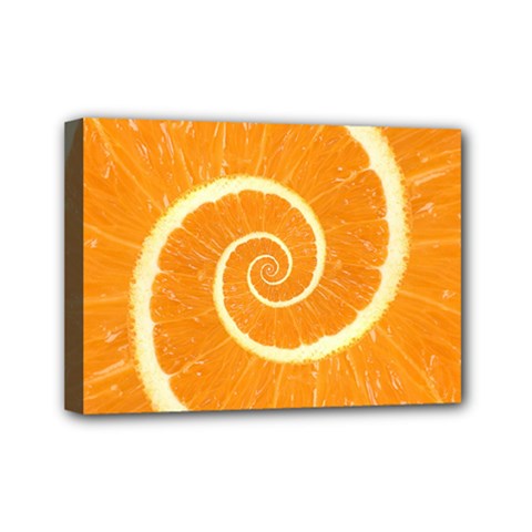 Spiral Citrus Orange Droste  Mini Canvas 7  x 5  (Stretched) from ArtsNow.com