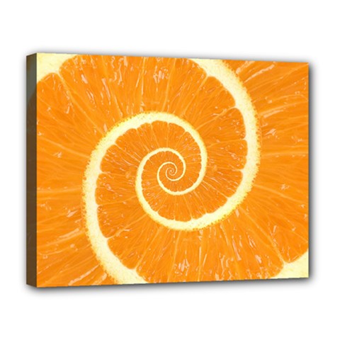 Spiral Citrus Orange Droste  Canvas 14  x 11  (Stretched) from ArtsNow.com