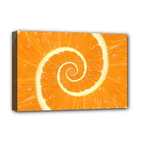 Spiral Citrus Orange Droste  Deluxe Canvas 18  x 12  (Stretched) from ArtsNow.com