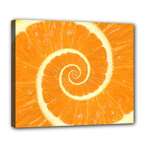 Spiral Citrus Orange Droste  Deluxe Canvas 24  x 20  (Stretched) from ArtsNow.com