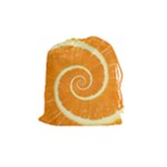 Spiral Citrus Orange Droste  Drawstring Pouch (Medium)