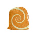 Spiral Citrus Orange Droste  Drawstring Pouch (Large)