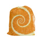 Spiral Citrus Orange Droste  Drawstring Pouch (XL)