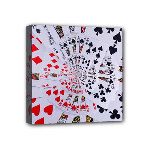 Poker Royal Flush All Suits Droste Spiral Mini Canvas 4  x 4  (Stretched) from ArtsNow.com