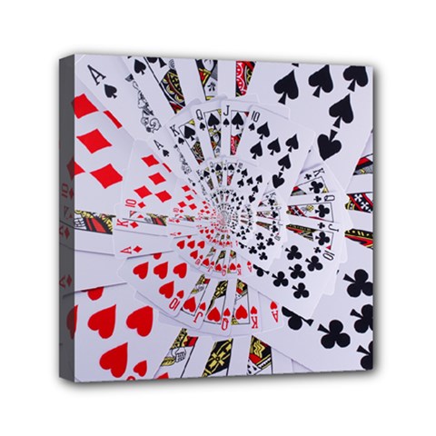 Poker Royal Flush All Suits Droste Spiral Mini Canvas 6  x 6  (Stretched) from ArtsNow.com