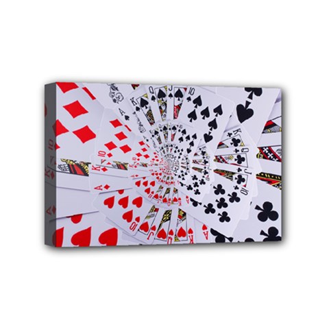 Poker Royal Flush All Suits Droste Spiral Mini Canvas 6  x 4  (Stretched) from ArtsNow.com