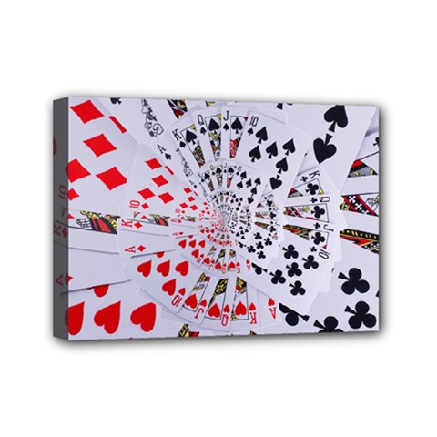 Poker Royal Flush All Suits Droste Spiral Mini Canvas 7  x 5  (Stretched) from ArtsNow.com