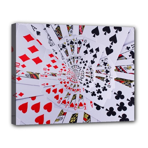 Poker Royal Flush All Suits Droste Spiral Canvas 14  x 11  (Stretched) from ArtsNow.com