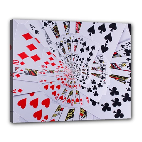 Poker Royal Flush All Suits Droste Spiral Canvas 20  x 16  (Stretched) from ArtsNow.com