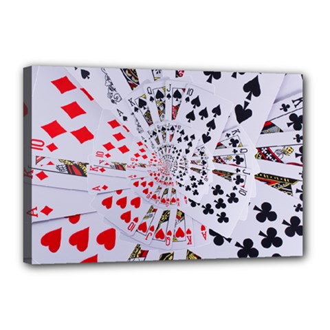 Poker Royal Flush All Suits Droste Spiral Canvas 18  x 12  (Stretched) from ArtsNow.com