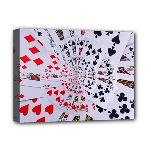 Poker Royal Flush All Suits Droste Spiral Deluxe Canvas 16  x 12  (Stretched)  from ArtsNow.com